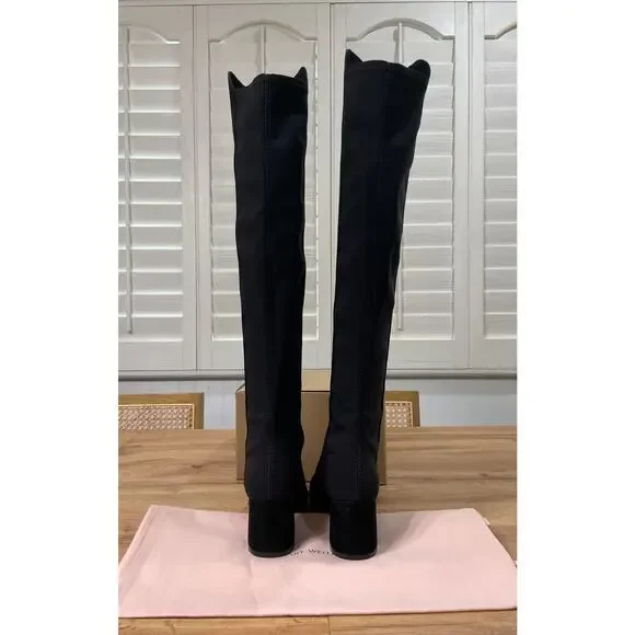 Stuart Weitzman 5050 Block Stretch Suede Over-The-Knee Black Boots Size 8 NWOB - Picture 9 of 12